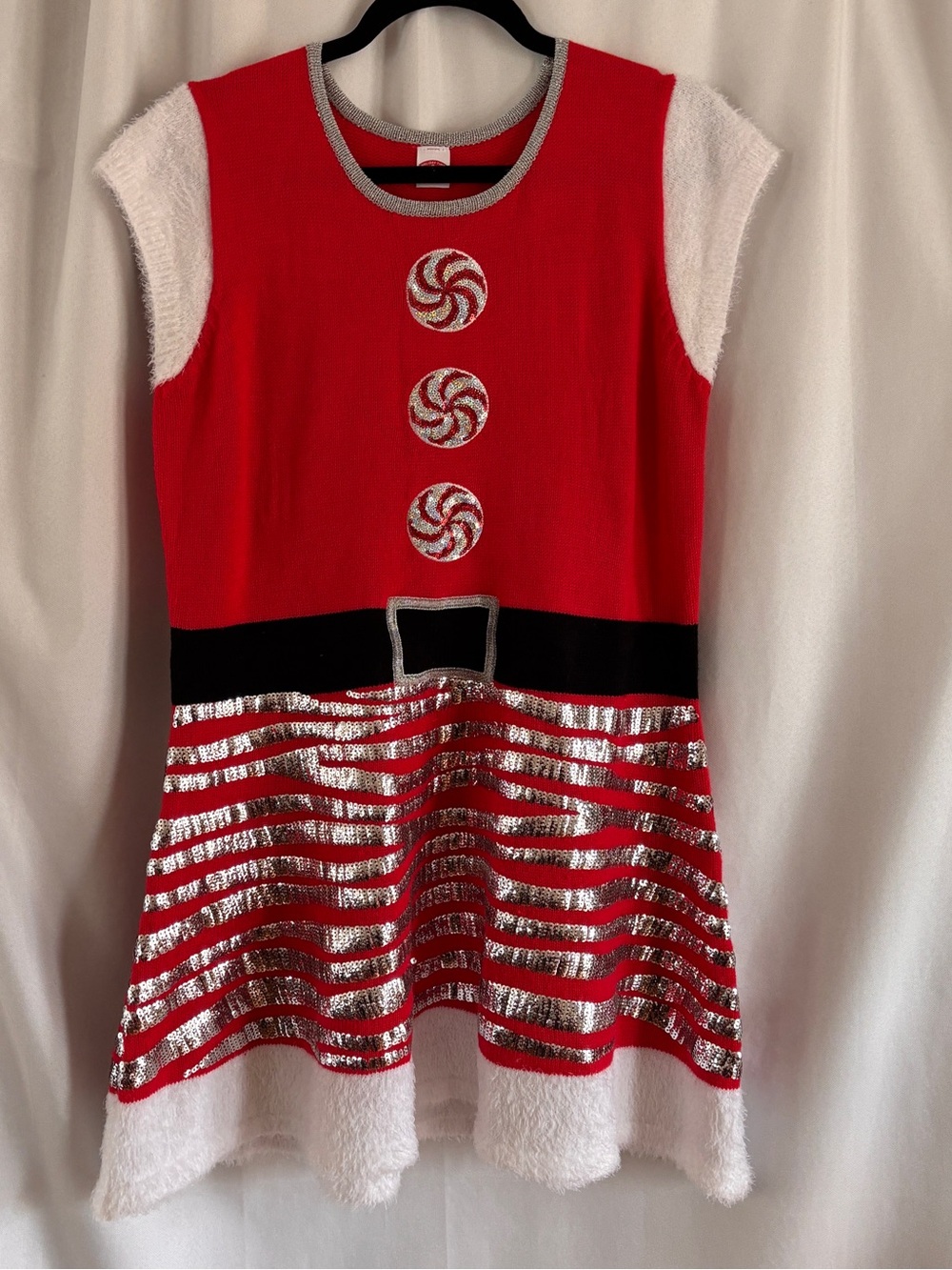 Mrs. Claus Red & Silver Holiday Sweater Dress ~ Sz XL, Christmas, Ugly Sweater